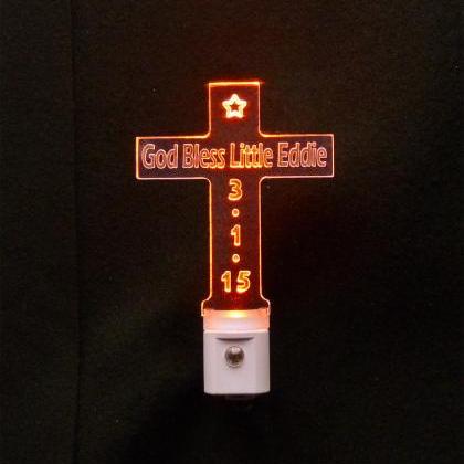 Personalized Cross Shaped LED Night..