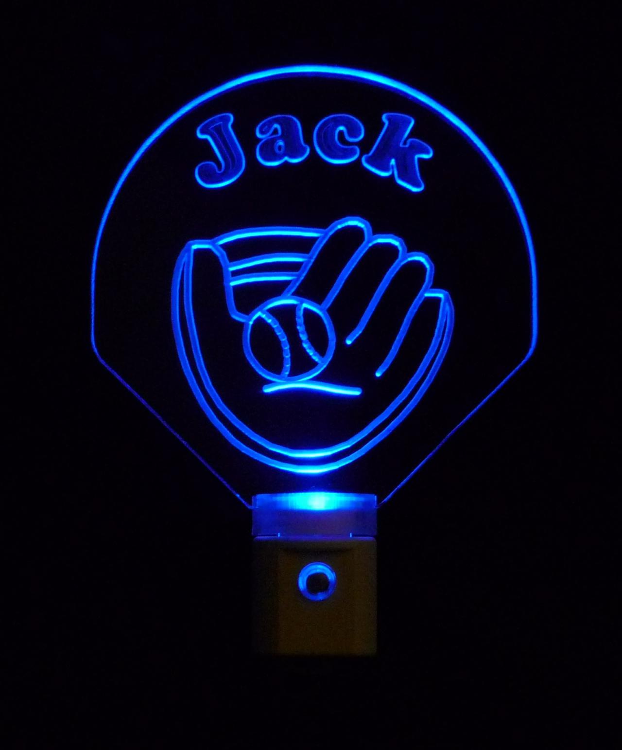 Personalized Baseball Glove Night Light, Customized With Name- To Us-