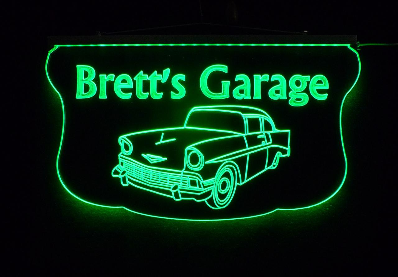 Personalized Man Cave, Garage 57 Chevy Car Sign, Hanging Multi Colored Changing Sign