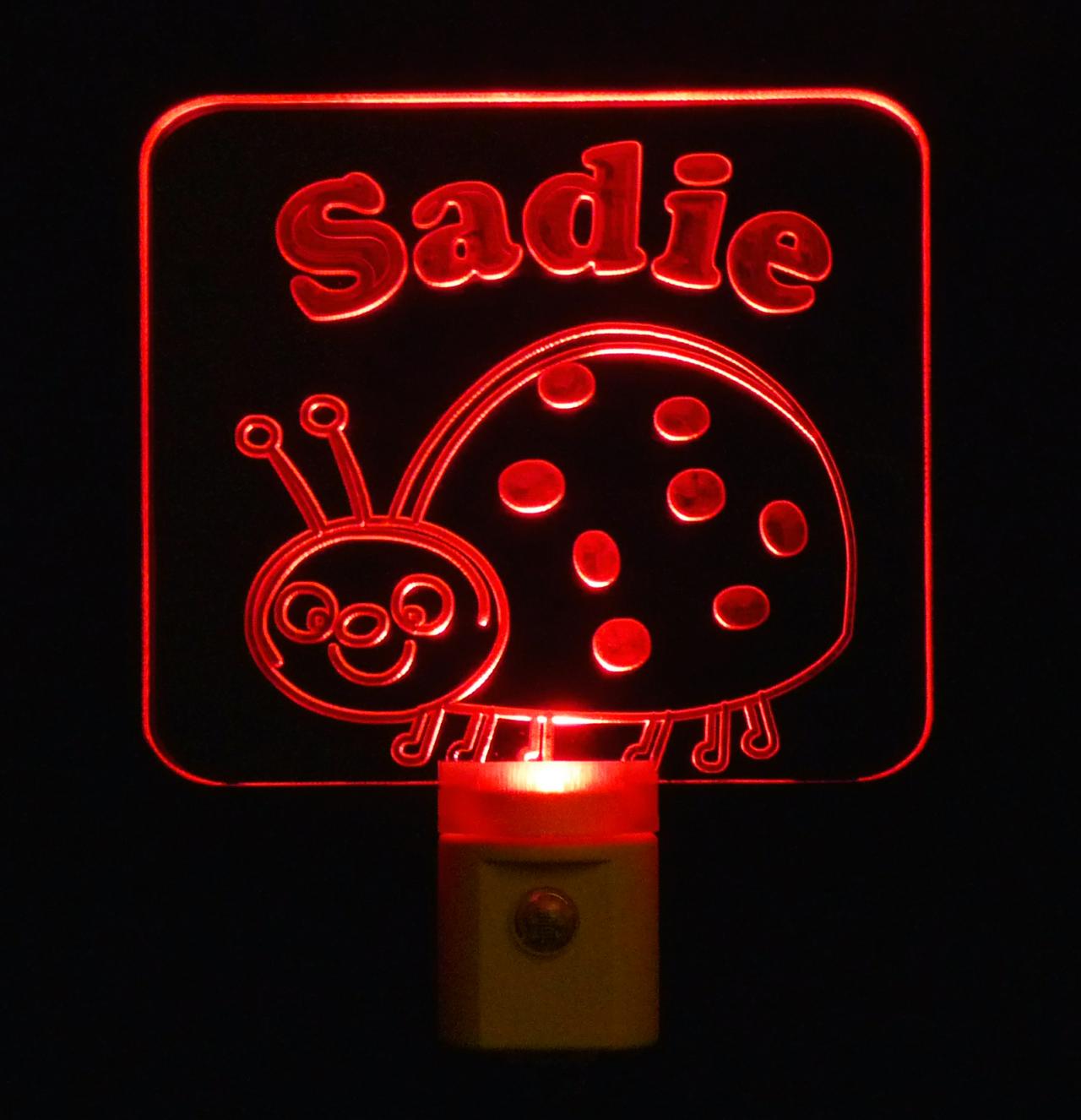 Kids Personalized Lady Bug Night Light, Customize With Name- To Us