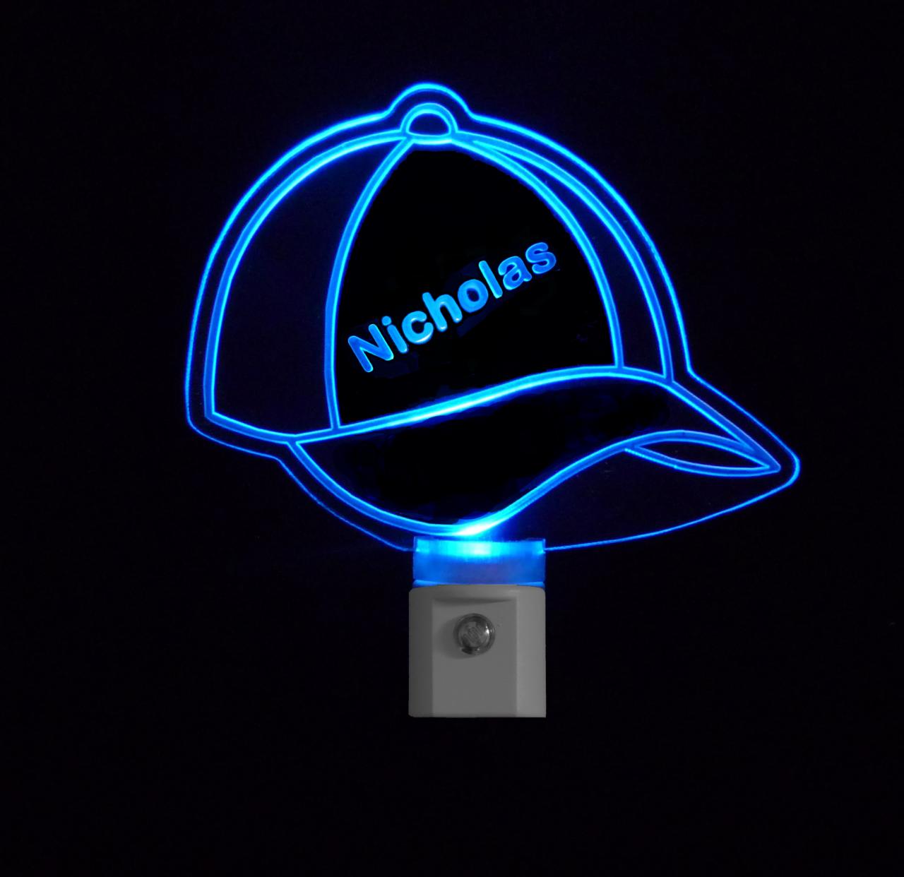 Kids Personalized Baseball Cap Led Night Light With Name
