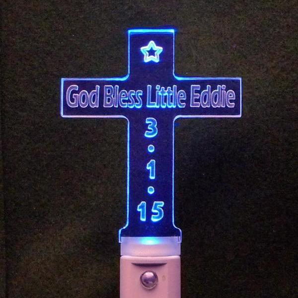 Personalized Cross Shaped LED Night Light